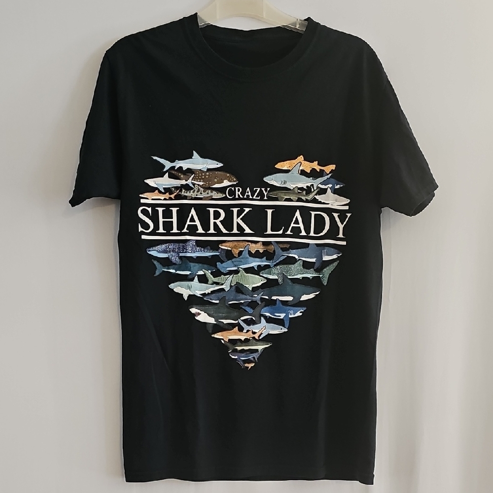 Crazy Shark Lady Graphic T-Shirt